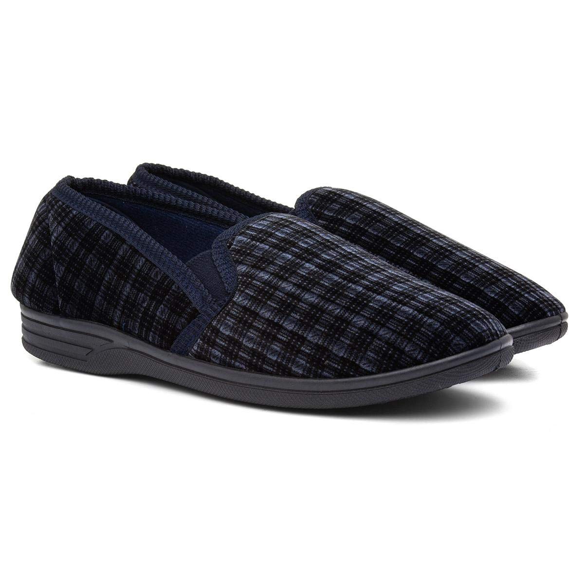 The Slipper Company Mens Twin Gusset Navy Slipper