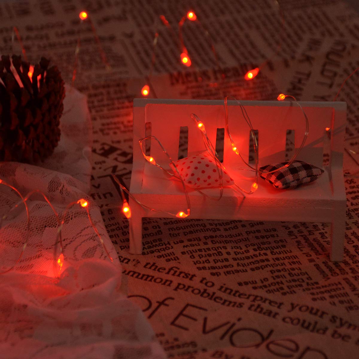 Dalugo Orange Fairy Lights, 3M/10ft Amber Fairy Lights, 30 LED Halloween Battery Lights for Autumn Halloween Christmas Decorations, Fireplace, Home Decor
