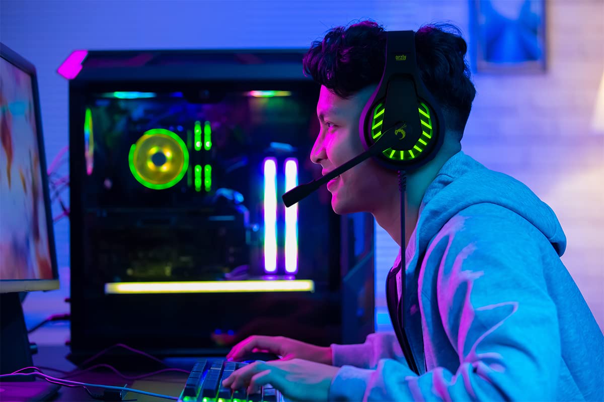 Orzly Gaming Headset for PC and Gaming Consoles compatible with PS5, PS4, XBOX SERIES X | S, XBOX ONE, Nintendo Switch & Steam Deck with noise cancelling mic - RXH-30 Siberia Edition