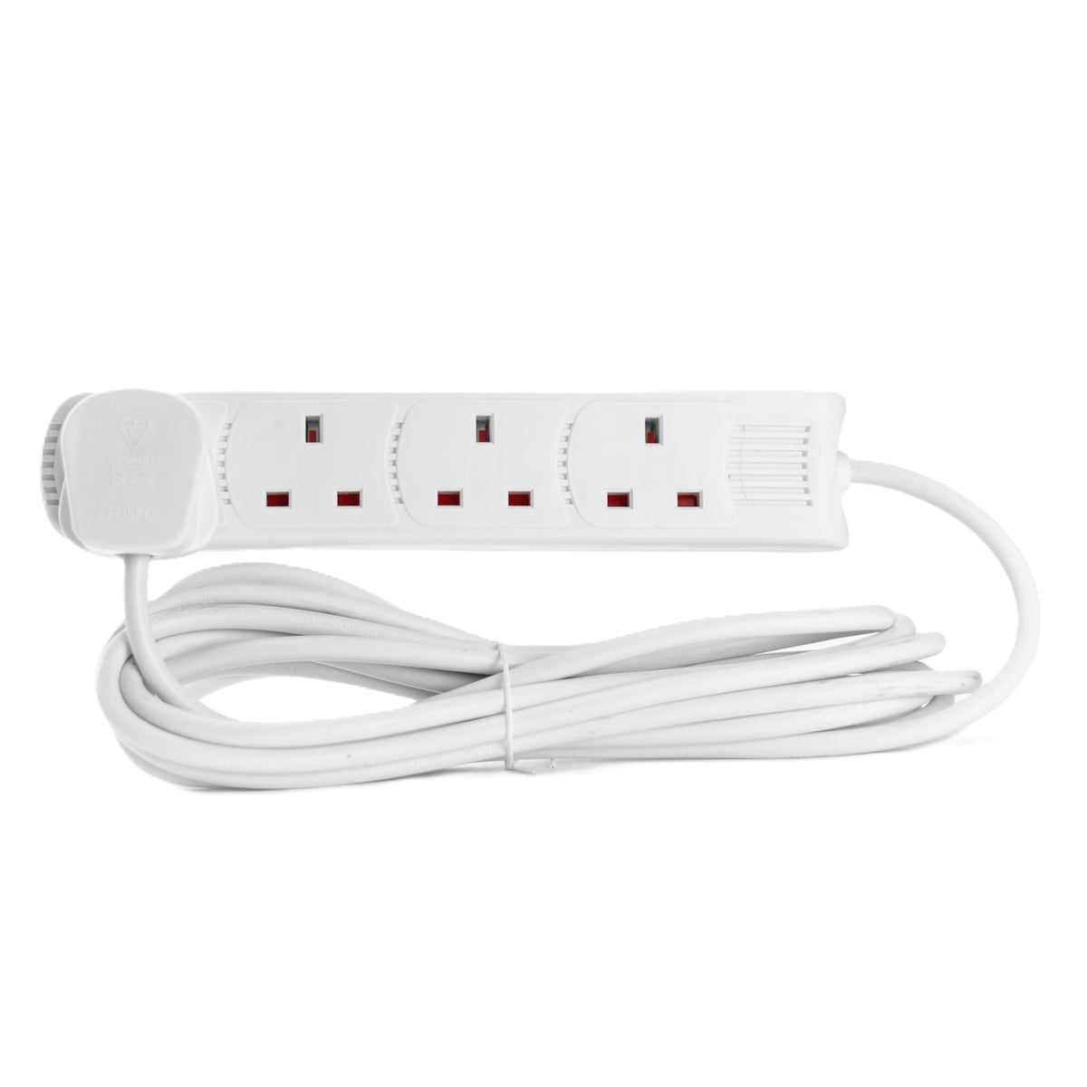 STATUS 4 Way Socket Extension Lead, 4m Cable with Neon Power Indicator, 13A Multi-Plug Strip for Home or Office, Wall Mountable, White (S4W4MS6)
