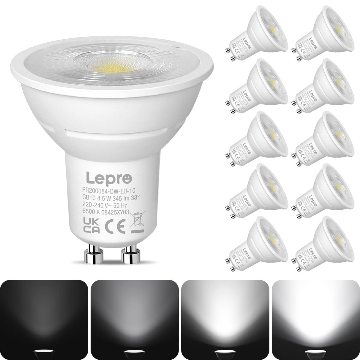Lepro GU10 LED Spotlight Bulbs, Neutral White 4000K, 50W Equivalent,10-Pack