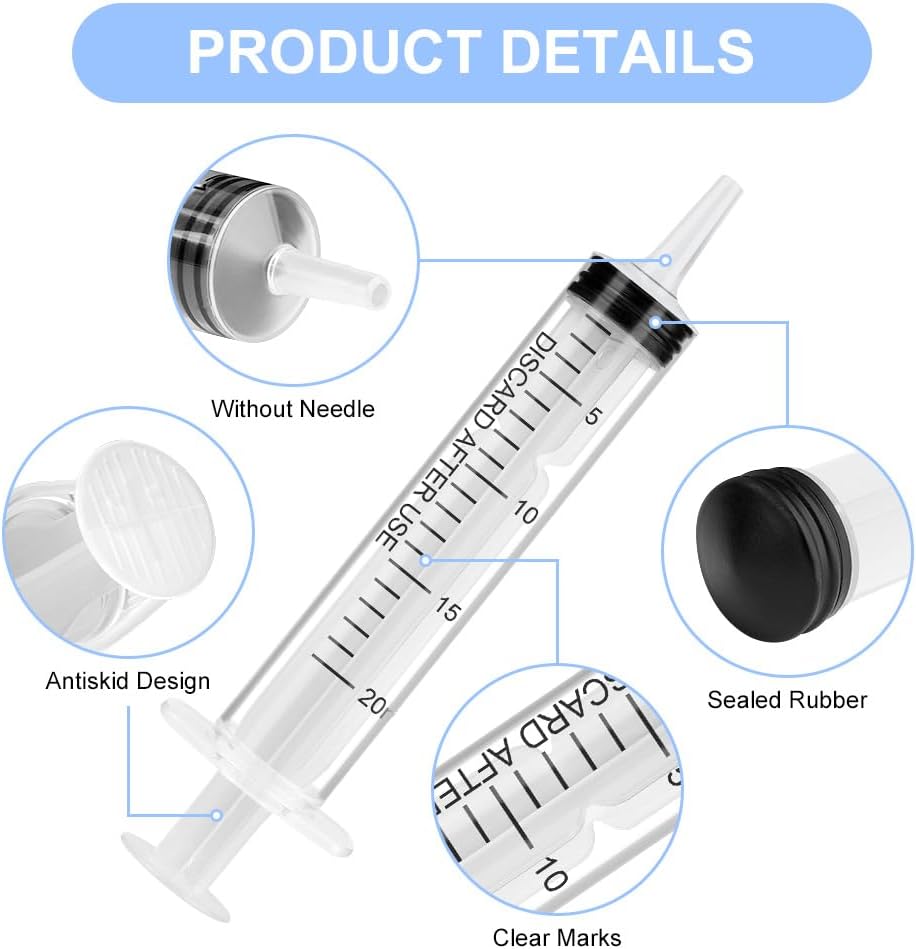 OFFCUP Plastic Syringes, 3pcs 20ML No Needle Syringe Individually Packaged