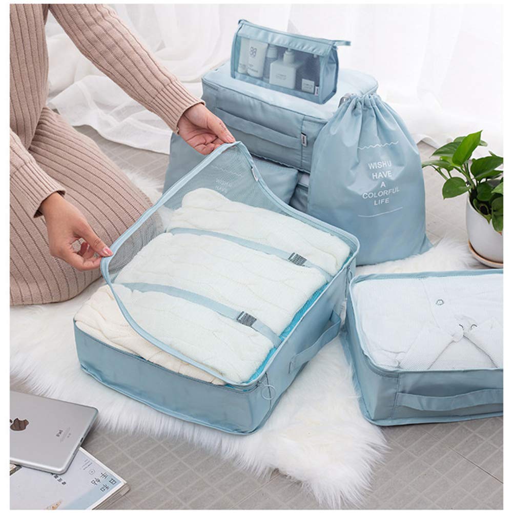 Travel Packing Cubes, Toifucos Multifunction 8pcs/set Luggage Organiser Compression Suitcase Essential Bag, Dark Gray