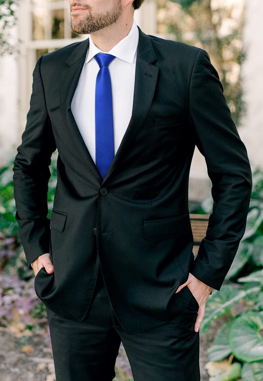 HISDERN Skinny Tie Solid Color 6cm Slim Ties for Men Wedding Classic Formal Business Necktie