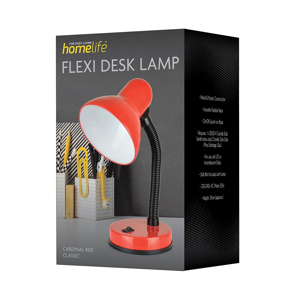 HOMELIFE 35w 'Classic' Flexi Desk Lamp with Versatile Flexible Neck - Integral On/Off Switch - Approx. 34cm Height - L958BK - Onyx Black
