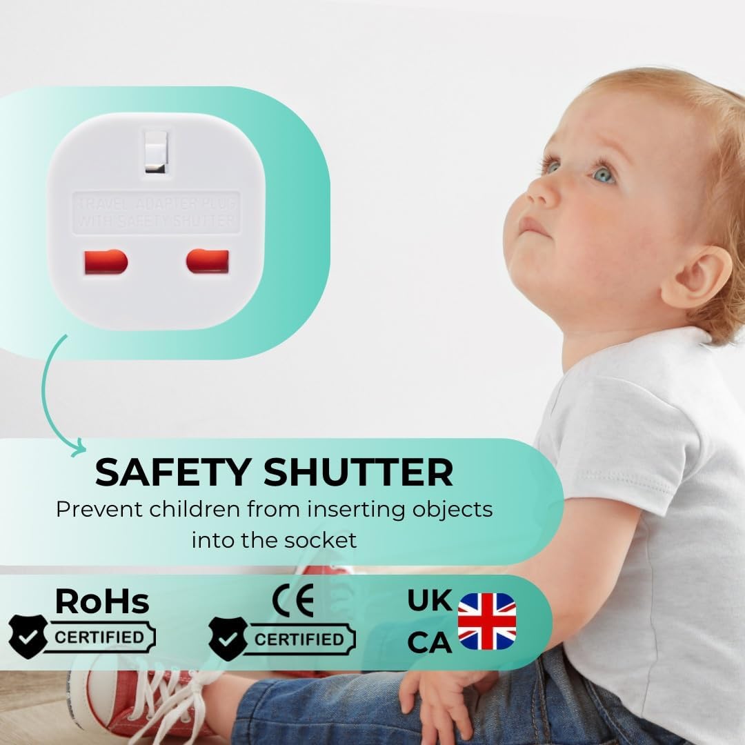 Double Dragon UK to US and Australia, 3-Pin to 2-Pin Travel Adapter | Plug Converter for USA, Canada, Japan, Thailand, Taiwan, Australia, China, New Zealand and more, Swivel Pins, Pack of 5