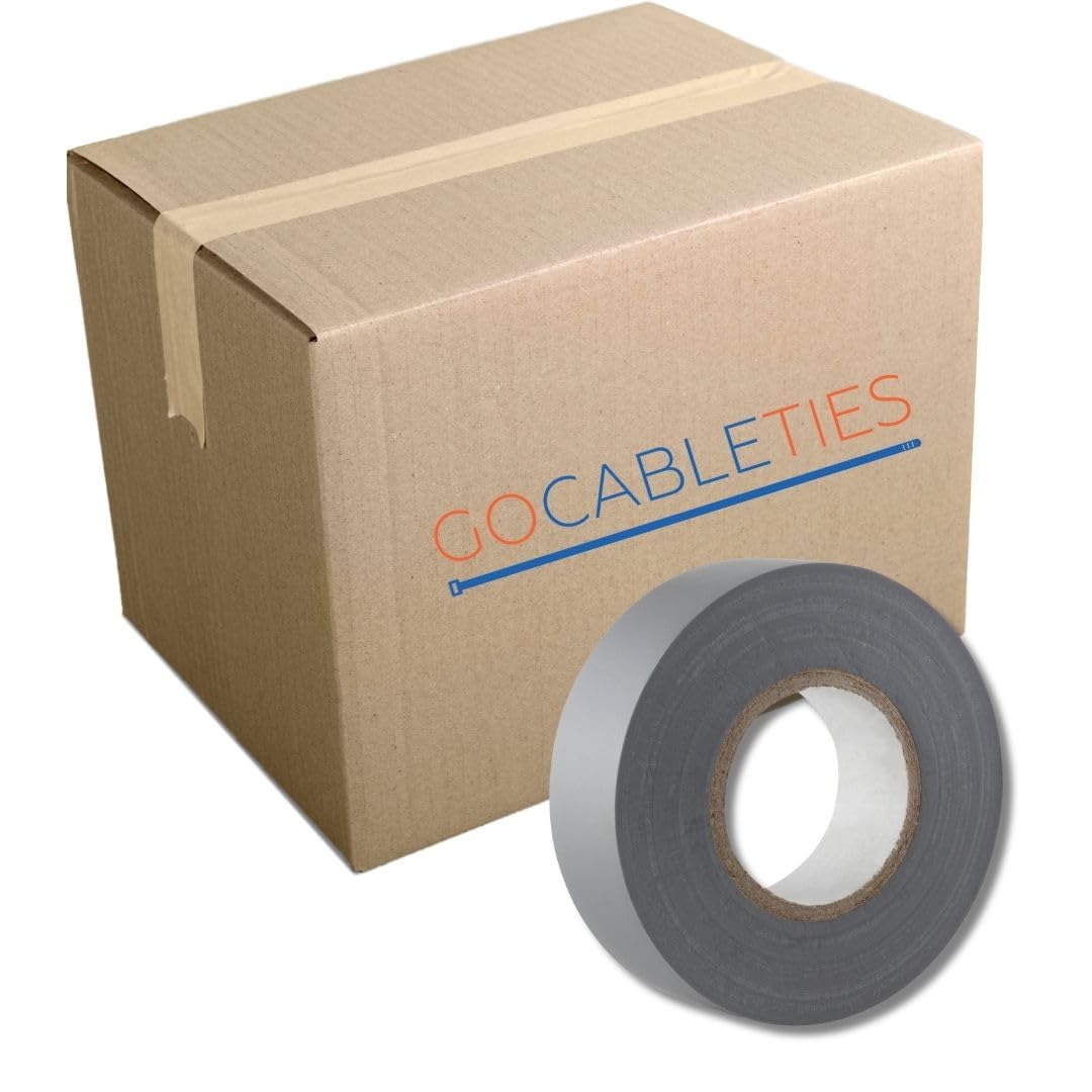 Gocableties Grey Electrical Tape, 19mm x 20m, Strong Self-Adhesive PVC Insulation Tape for Insulating, Repairing and Protecting Electrical Wires, 2 Rolls