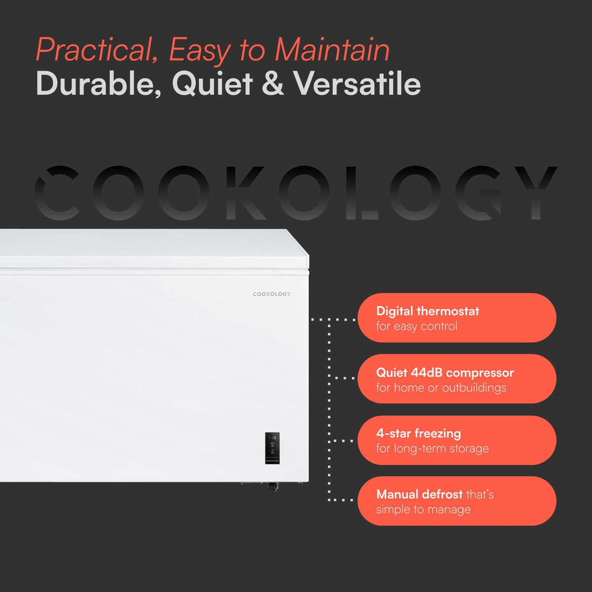 Cookology 99L Freestanding Chest Freezer - Adjustable Feet - White