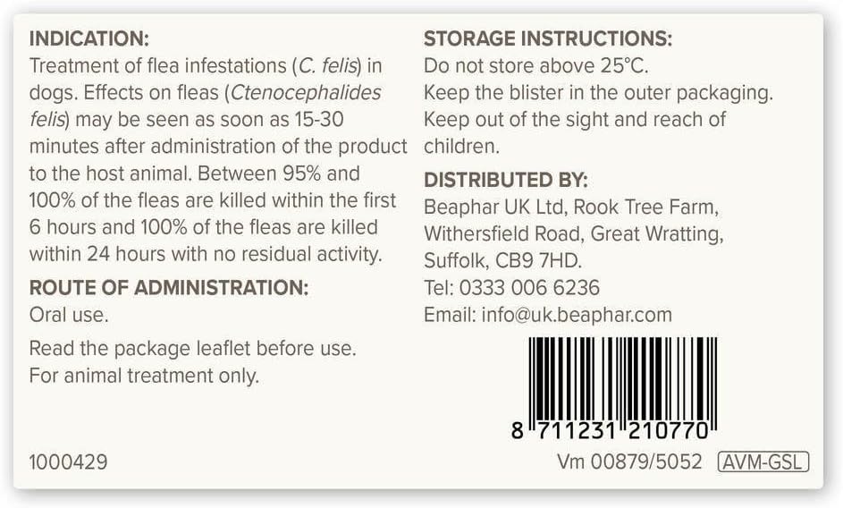 Beaphar - Flea Tablets for Medium/Large Dogs (>11kg) - 3 Treatment Pack - Rapid Knock Down of Fleas - Starts Killing Fleas In 15 Minutes, Kills 100% in 24hrs - Veterinary Medicine For Dogs > 4 Weeks