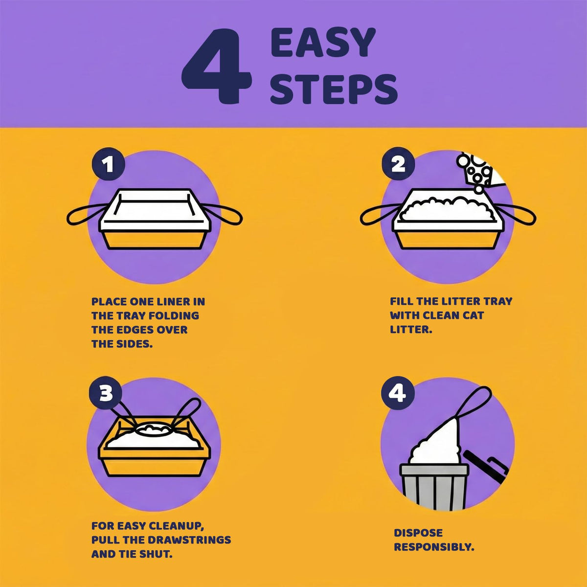 Pettiny 20 XL Cat Litter Tray Liners with Drawstrings Scratch Resistant Bags for Extra Large Litter Box