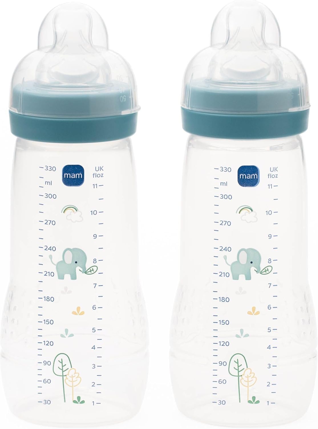 MAM Easy Active Bottles, 4X 330ml, Easy-Grip Ergonomic Shape, Blue