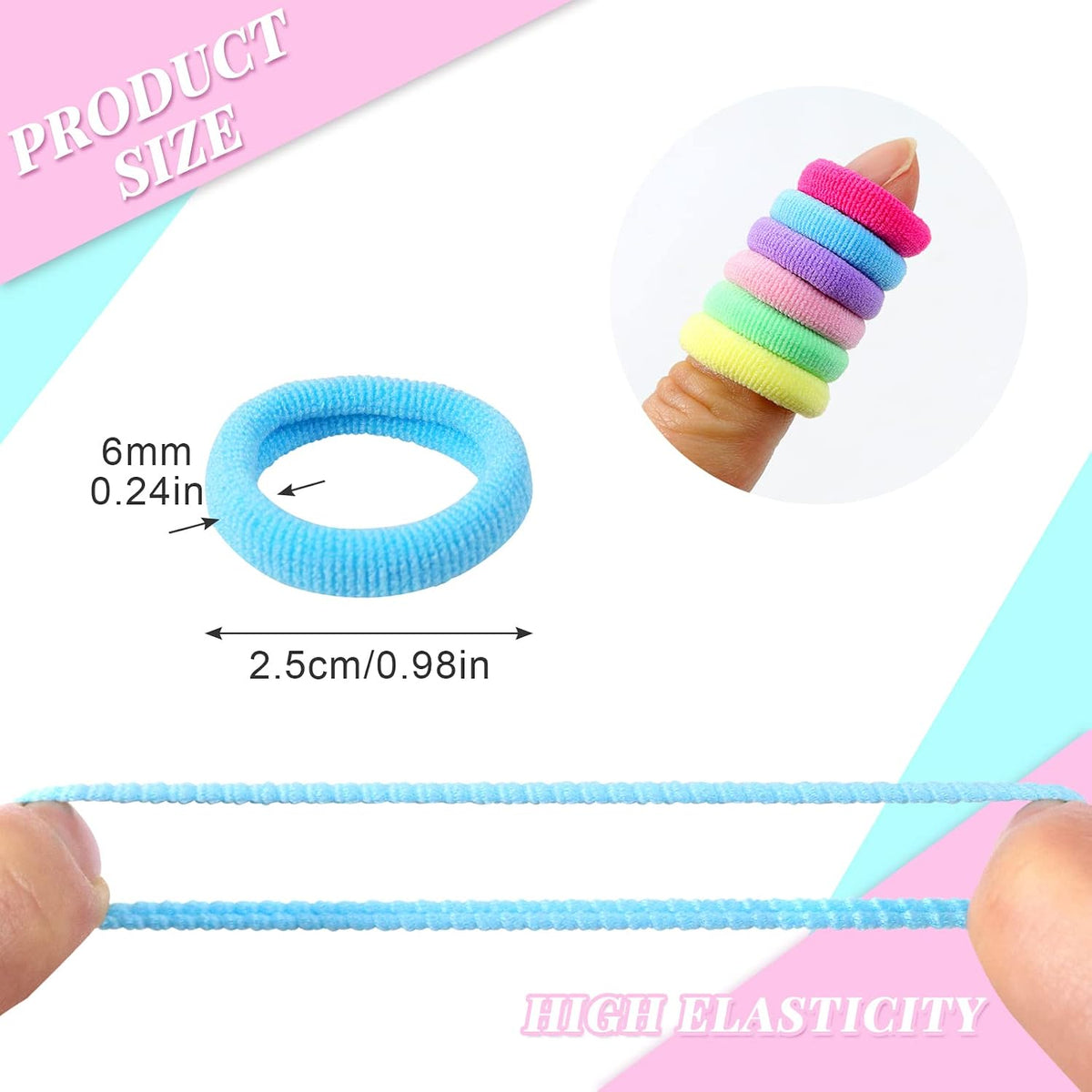 Hanyousheng 200 Pcs Baby Hair Bands, Multicolor Toddler Hair Bobbles, Baby Hair Bobbles, Toddler Hair Bands, Seamless Elastic HairBands, BabyHair Ties, for BabyGirls Kids Toddlers