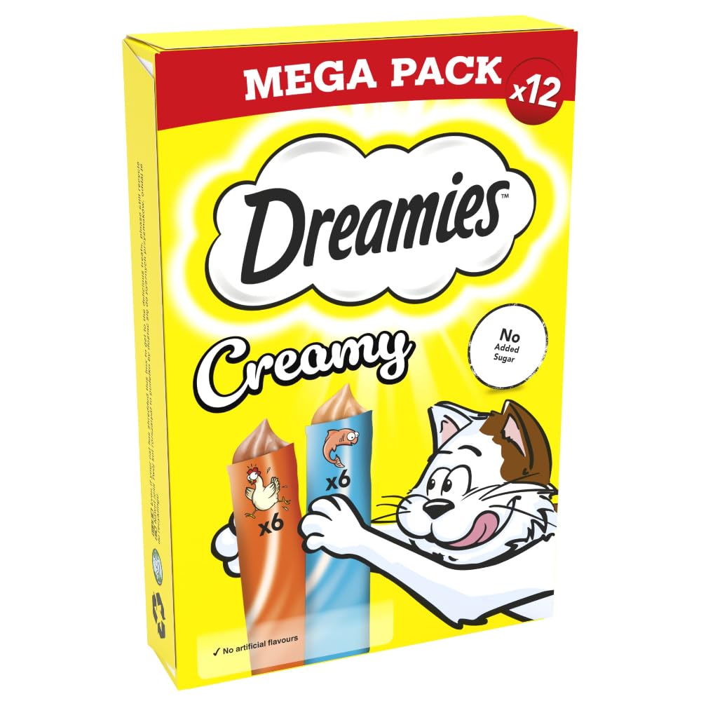DREAMIES - Chicken Cat Treats - 2x350g - Multipack Snacks 2 Mega Tubs - Bulk Cat Food