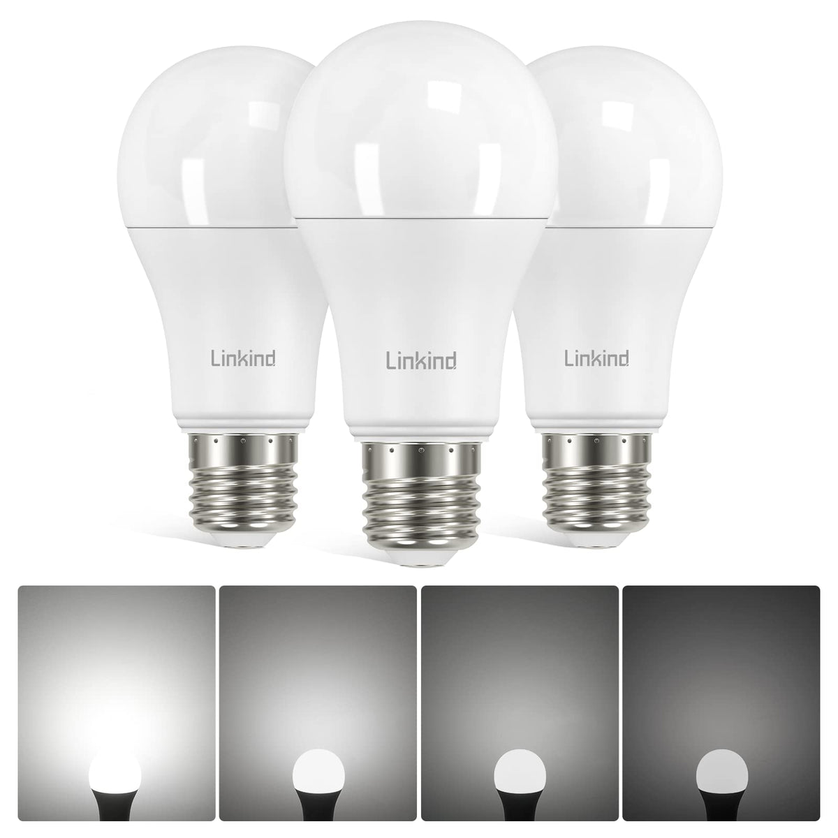 Linkind E27 LED Bulb Dimmable Edison Screw Light, 13W to Replace 100W Bulb, Warm White(2700K) 1521LM A60 Light Bulb, ERP, CE Certified, Frosted, Pack of 3