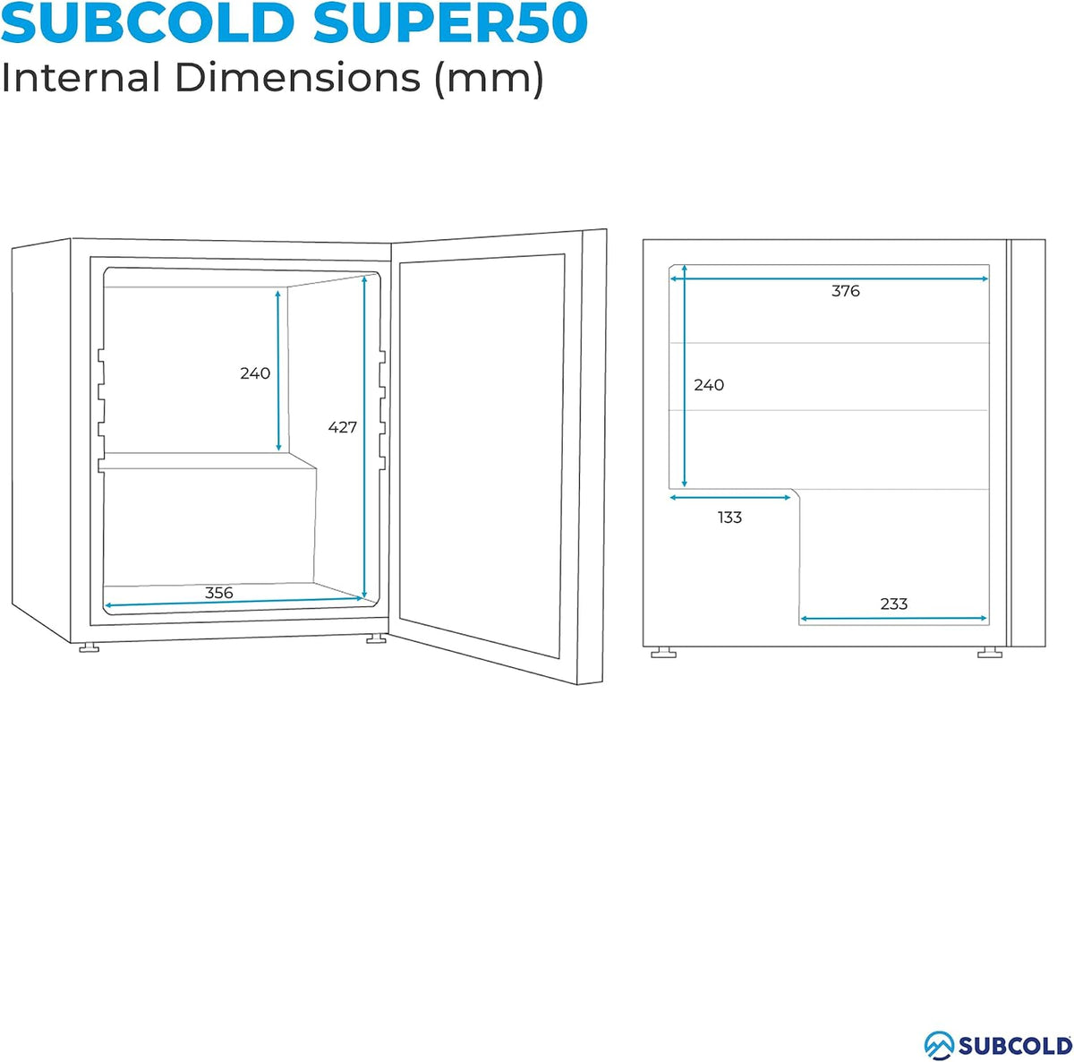 Subcold Super50 LED Beer Fridge | 55 Cans | 3-18°C | Glass Door