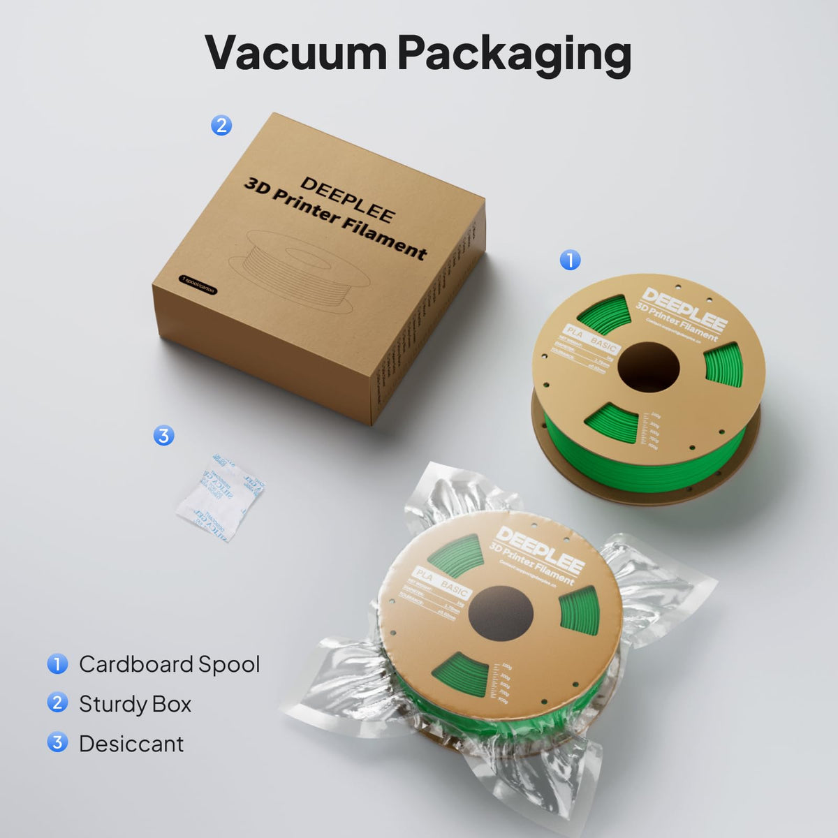 DEEPLEE PLA Filament 1.75mm, Basic 3D Filaments Beige 1kg
