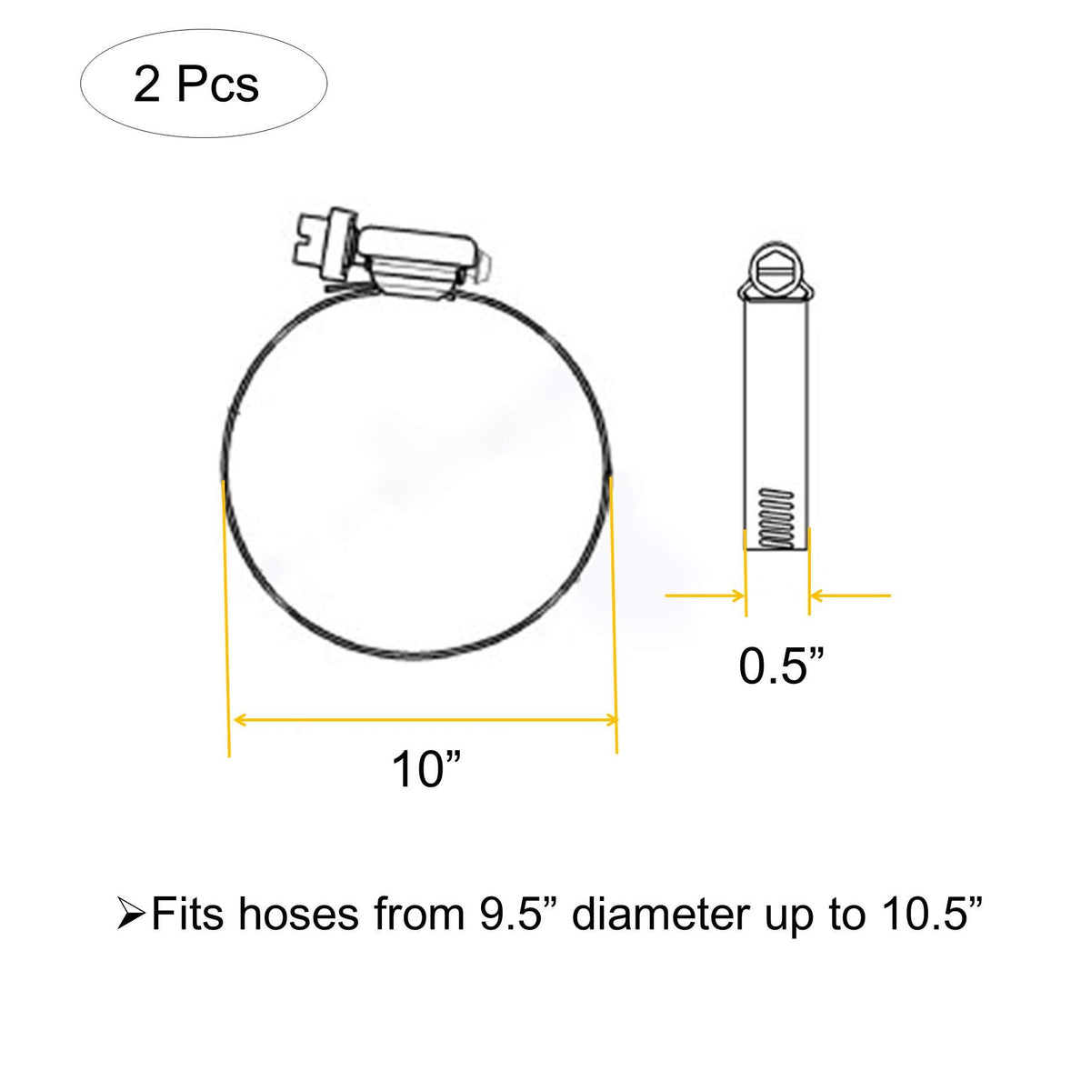 8Pcs 118-140mm Hose Clips Adjustable 304 Stainless Steel Duct Clamps