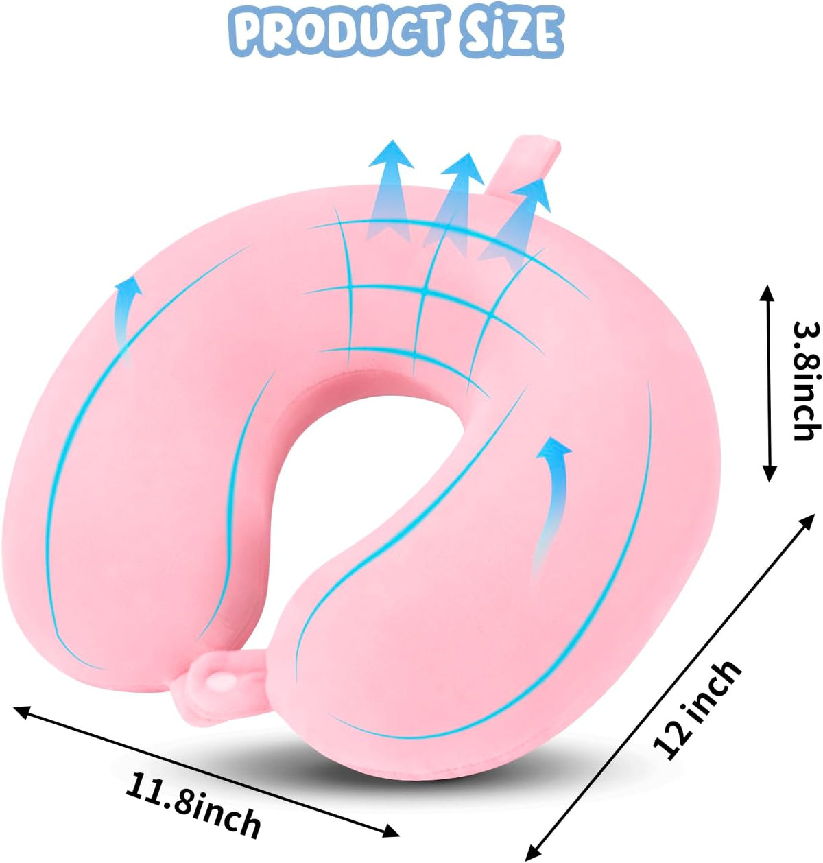 WENGX Travel Neck Pillow With Storage Bag Memory Foam Head Support Flight Pillows Cushion for Airplane Train Car Office Travel Essential for a Long Hauls Sleeping Rest(Pale Pink)
