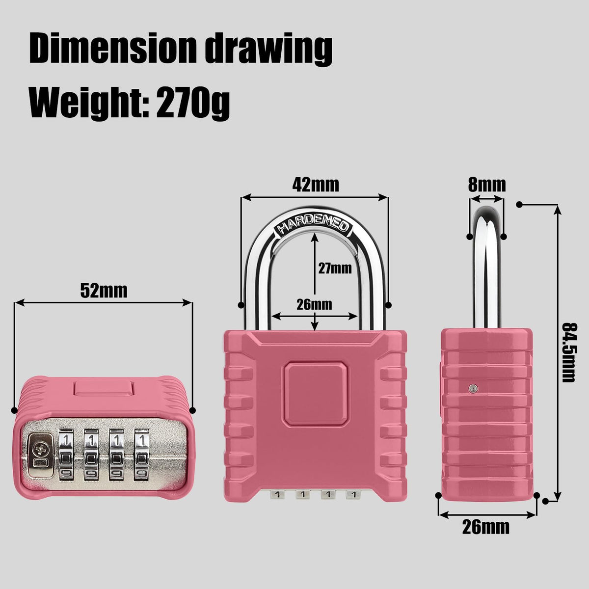 Diyife Large Heavy Duty Combination Padlocks Outdoor, 52mm Weatherproof