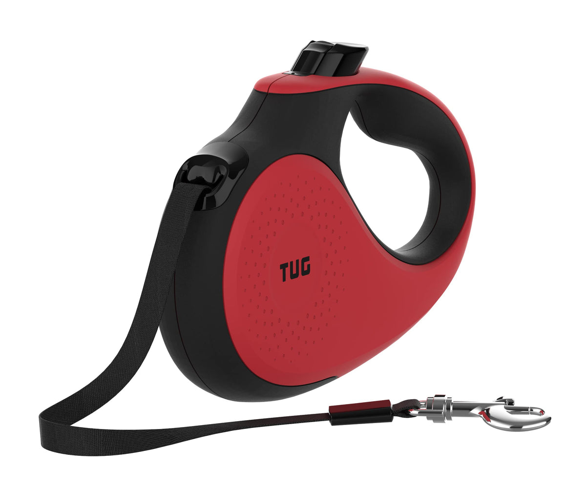 TUG 360° Tangle-Free Retractable Dog Lead for Up to 25 kg Dogs | 5 m Strong Nylon Tape | One-Handed Brake, Pause, Lock (Medium, White/Orange)