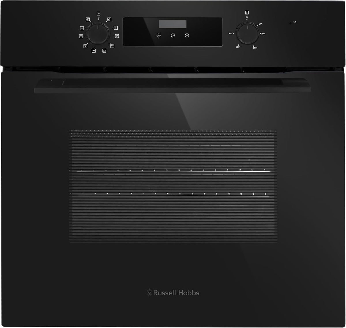 Russell Hobbs Built-in Multifunctional Electric Fan-Assisted Oven 70L in Black with 10 Functions, Double-Glazed Door, A Energy Rating, Grill Function, LED Clock & Timer, Easy-Clean Interior, RHEO7011B