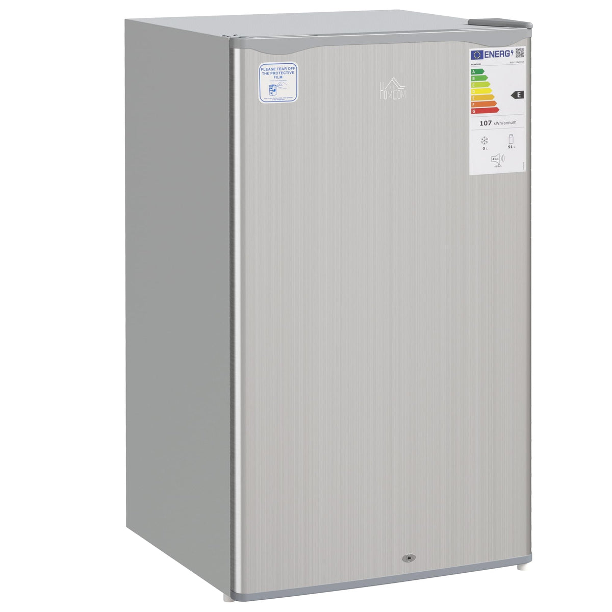 HOMCOM Under Counter Fridge 91L Small Fridge with Chiller Box Silver Tone