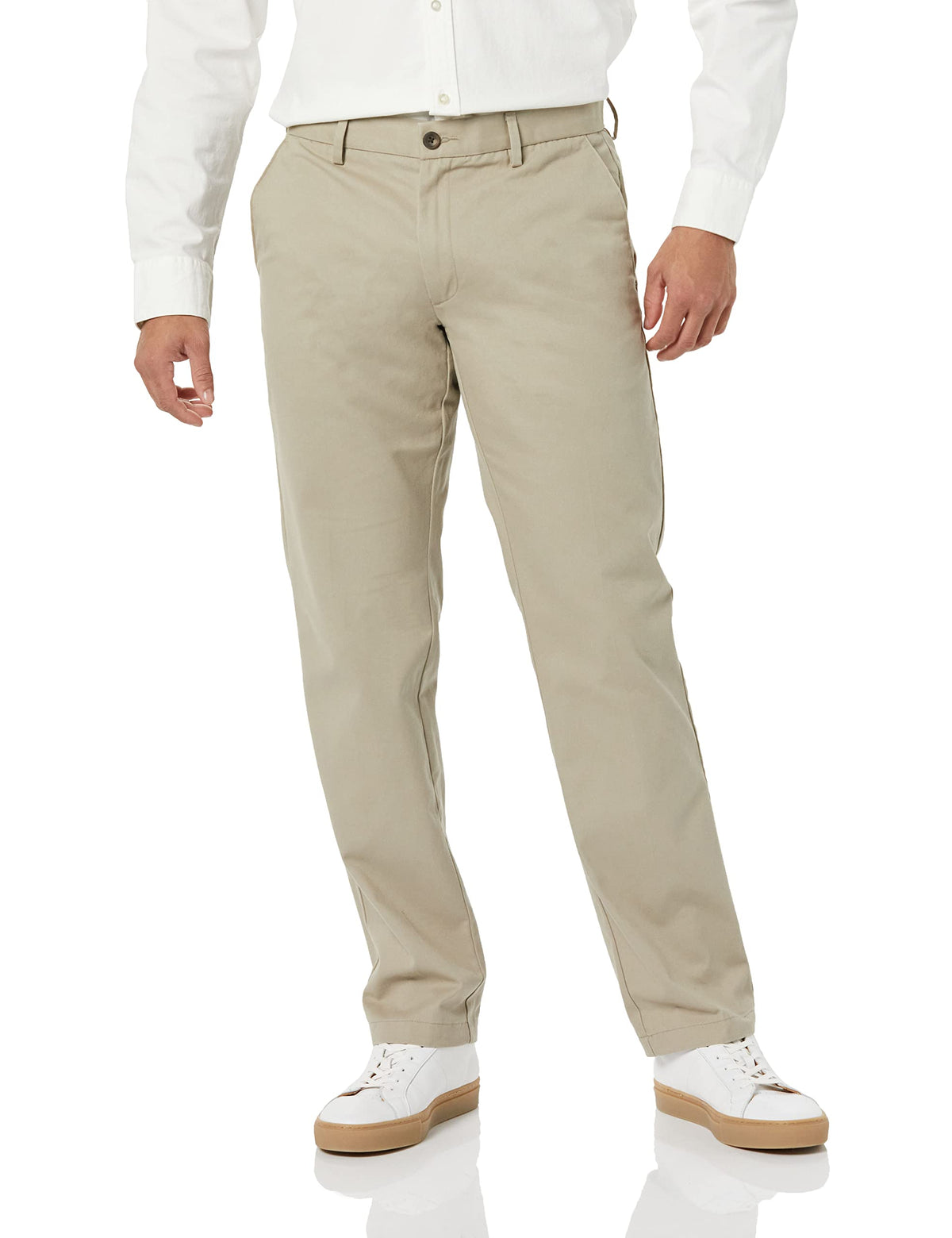 Amazon Essentials Men's Straight Fit Wrinkle-Resistant Flat-Front Casual Chino Trousers