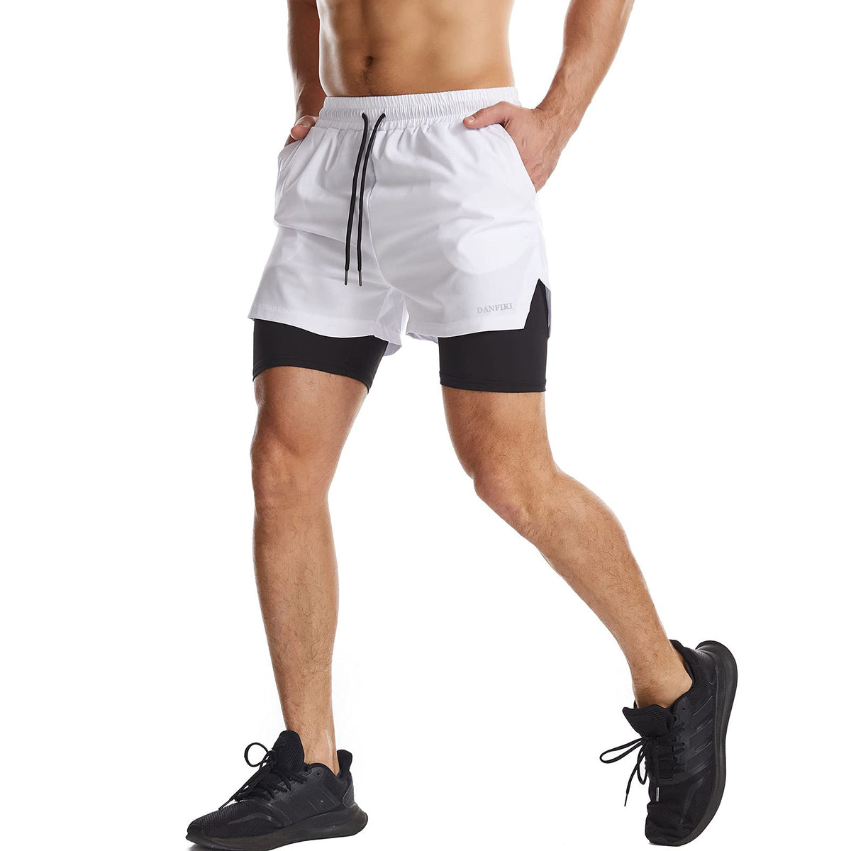 Mens Running Shorts Men's Gym Sports Short 2 in 1 with Phone Pocket Lightweight Quick Drying