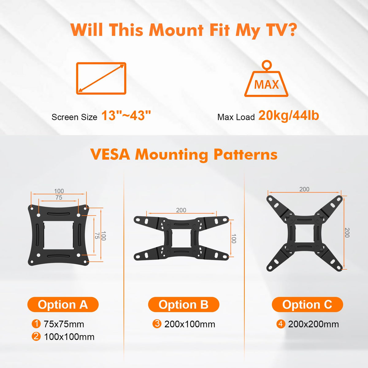 GRIFEMA Tilt TV Wall Bracket for 26 to 65 Inch TVs