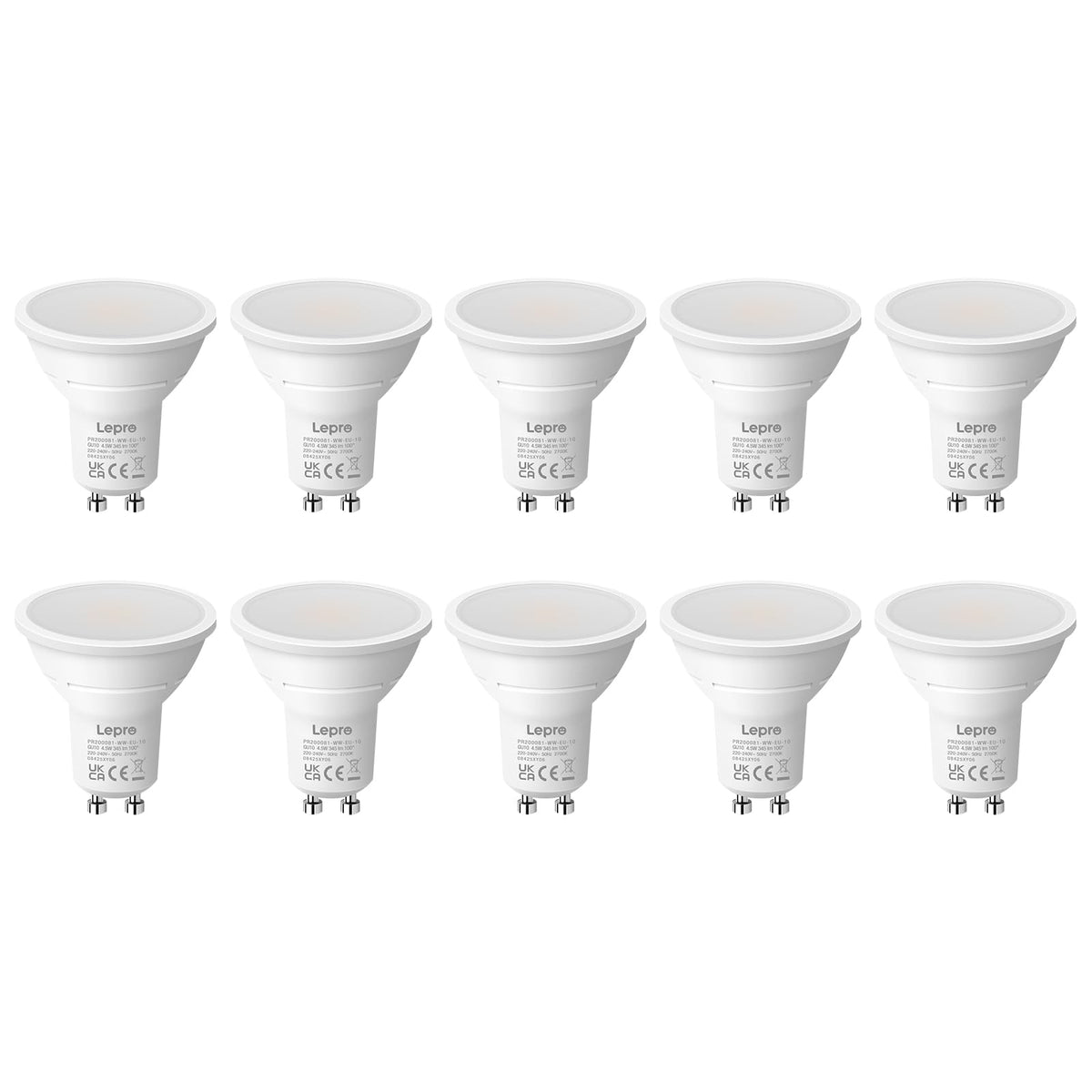 Lepro GU10 LED Bulbs, Warm White 2700K, 4.5W, 50W Equivalent, Pack of 5