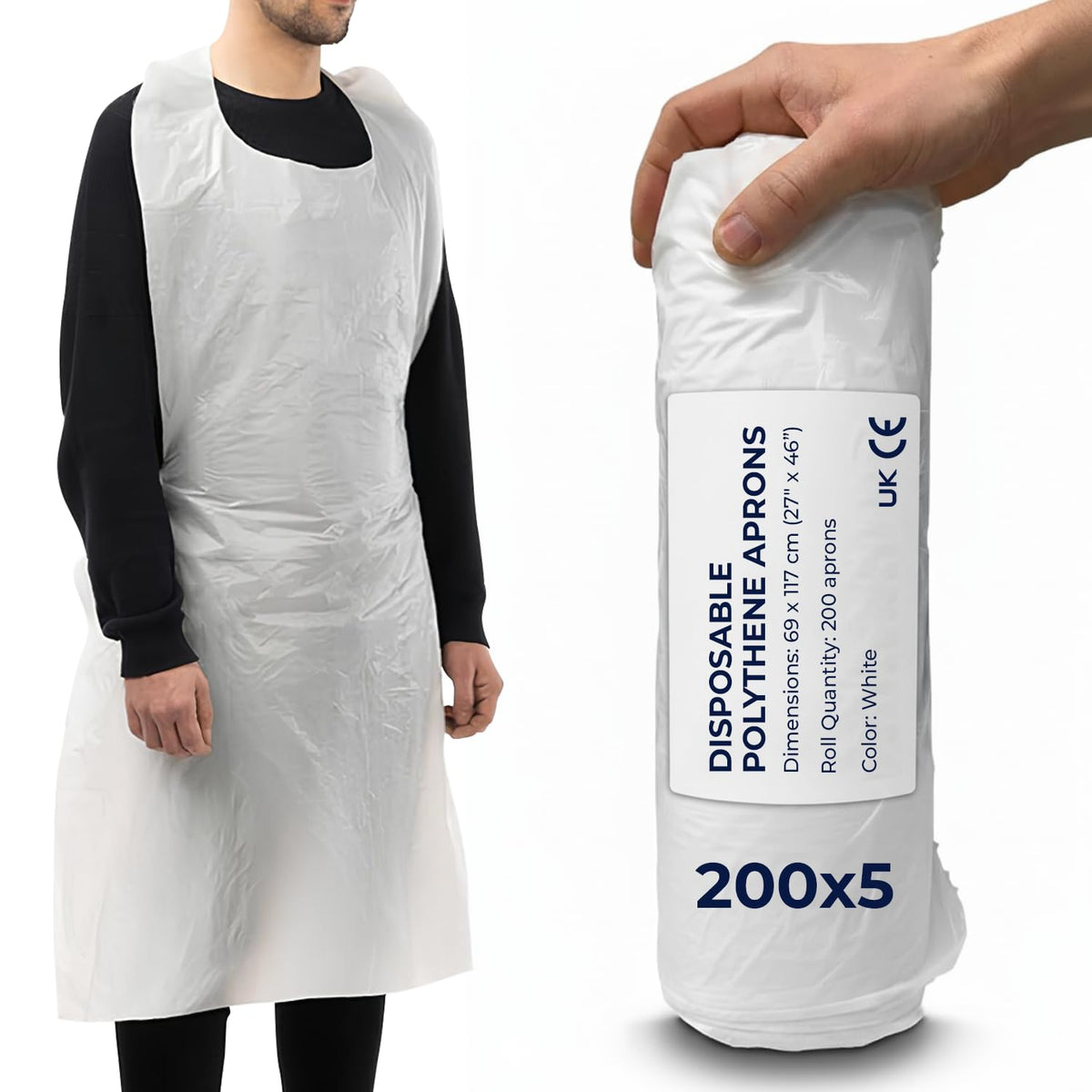 Disposable Aprons Blue Flat Pack of 500 Waterproof Plastic for Catering