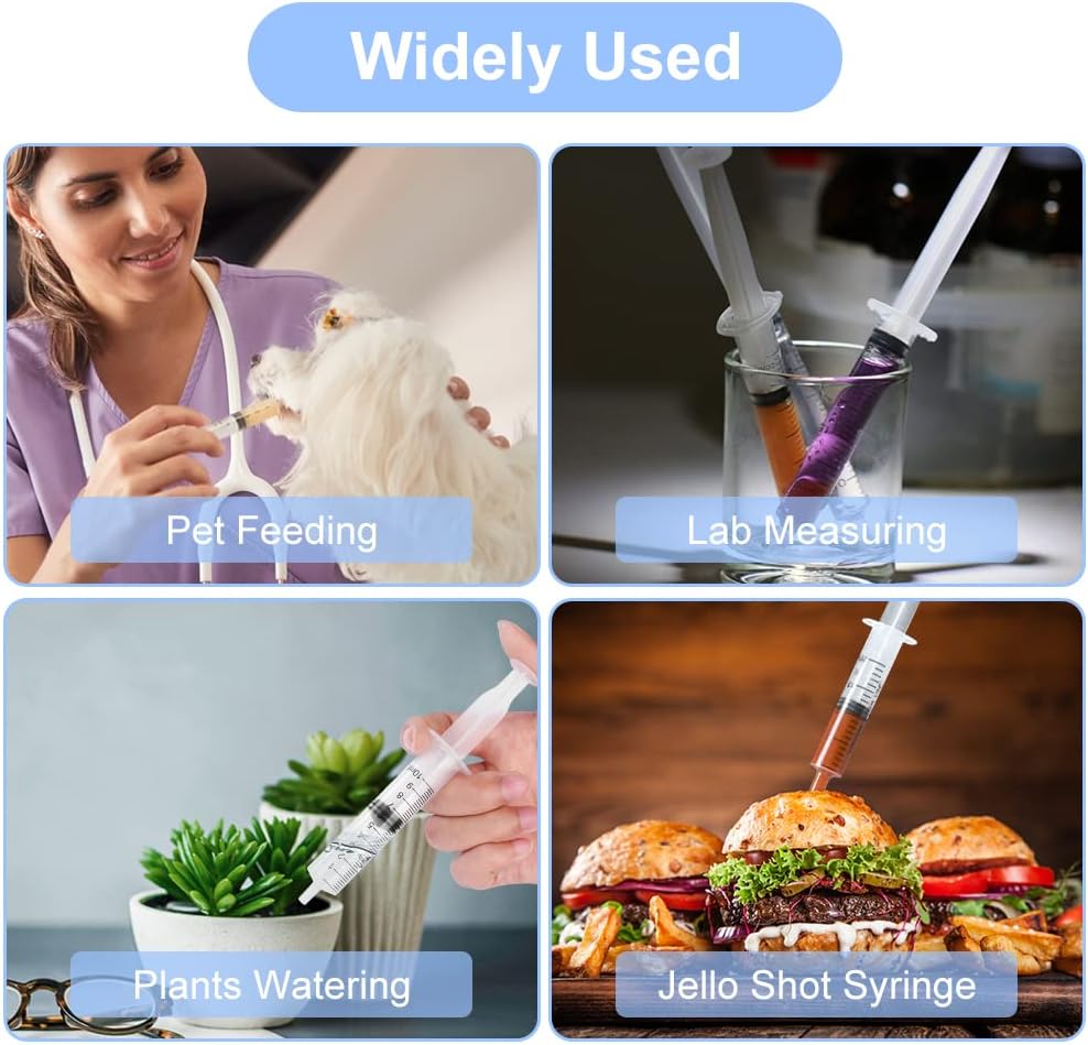 OFFCUP Plastic Syringes, 8pcs No Needle Syringe, 10ml Liquid Measuring Syringe with Luer Slip Tip for Refilling and Measuring Liquids, Scientific Labs Experiment, Feeding Pets (No Needle)
