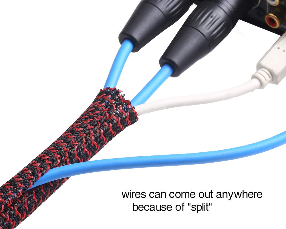 Alex Tech 10ft - 1/2 inch Cord Protector Wire Loom Tubing Cable Sleeve Split Sleeving for USB Power Cord Audio Video Cable – Protect Cat from Chewing Cords - Black