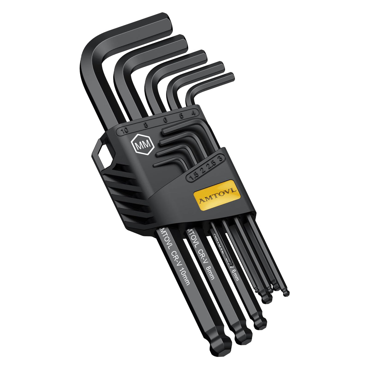 AMTOVL Hex Key Set, 9PCS Metric Allen Key Set, 1.5-10MM, Long Ball End