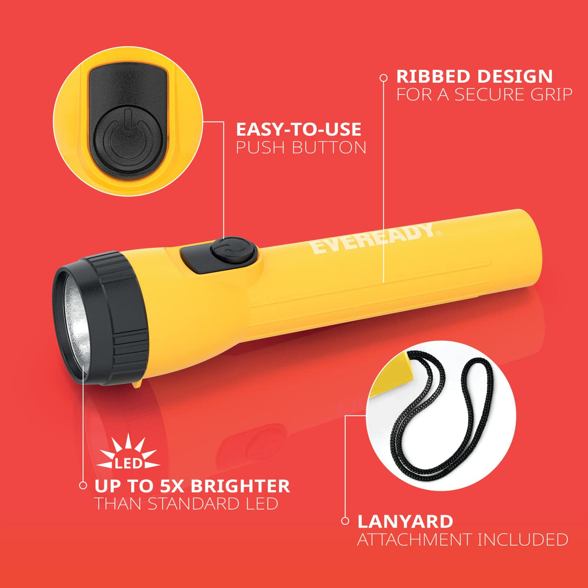 EVEREADY LED Torch, Pack of 2, Batteries Included, Super Bright Flashlight