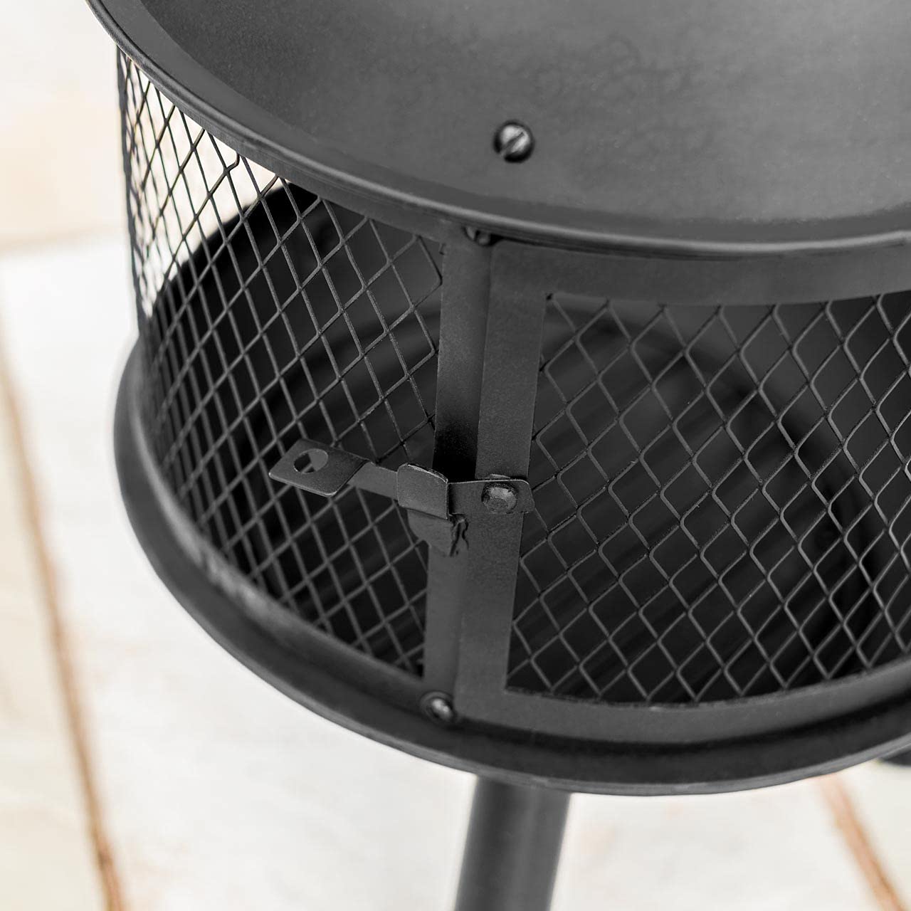 Harrier Steel Chiminea Fire Pits - Small/Medium/Large Outdoor Log Burner | Steel Chiminea Patio Heater with Log Store| Elevate Your Outdoor Ambiance (Medium Chiminea)