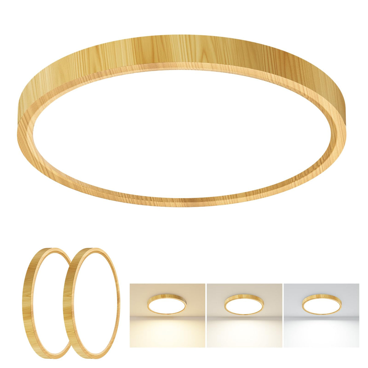 slochi Bathroom Light, 3000K/4000K/6500K 3 Color Temperature, Waterproof, Round, Modern, Flush Ceiling Light for Bathroom, Kitchen, Bedroom, Hallway and MoreØ18CM(Gold)