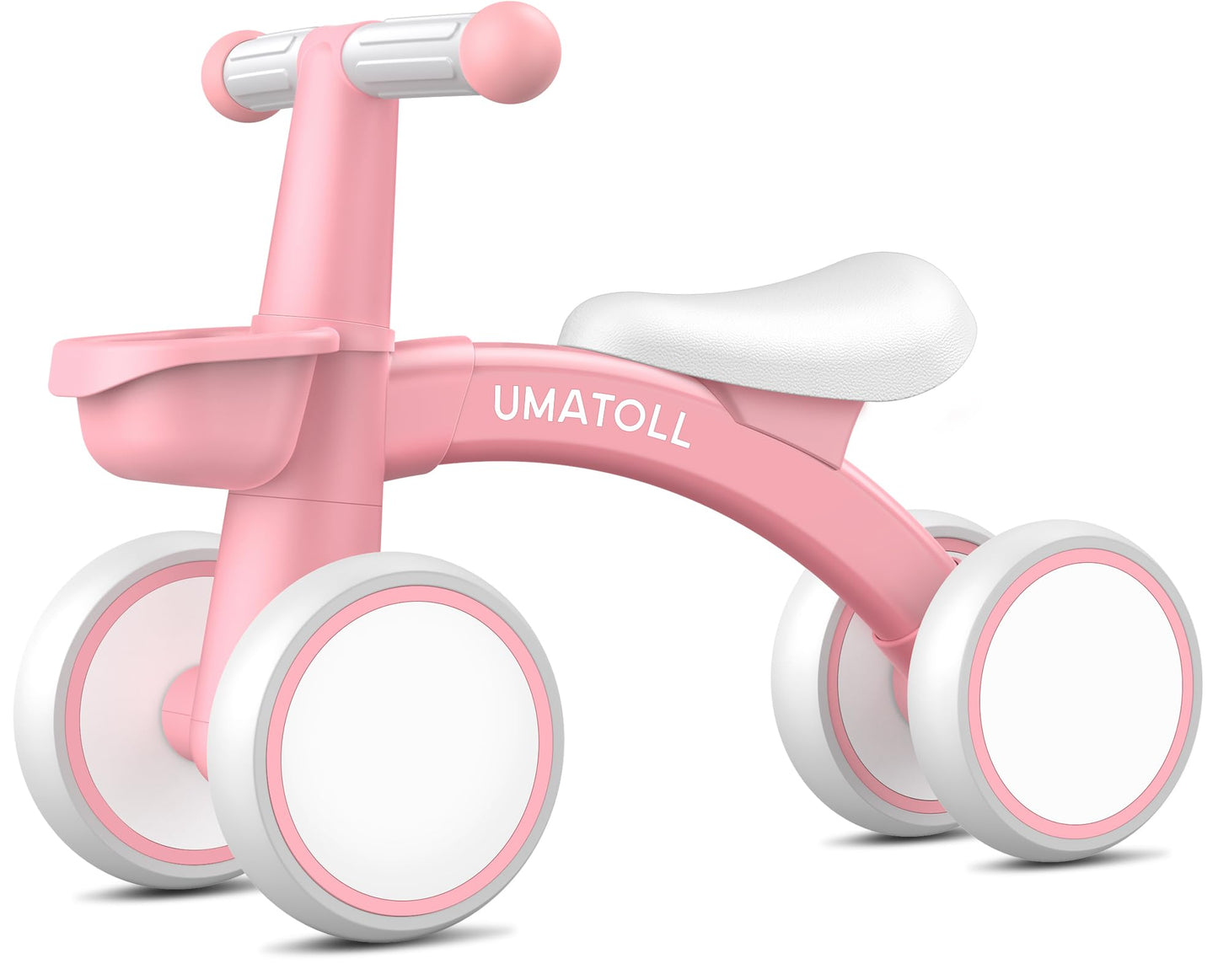 Umatoll Baby Balance Bike for 1 Year Old Boys Girls, 12-24 Months Toddler Balance Bike with Removable Basket, Adjustable Seat, 4 Wheels Infant Bike, First Birthday Gift