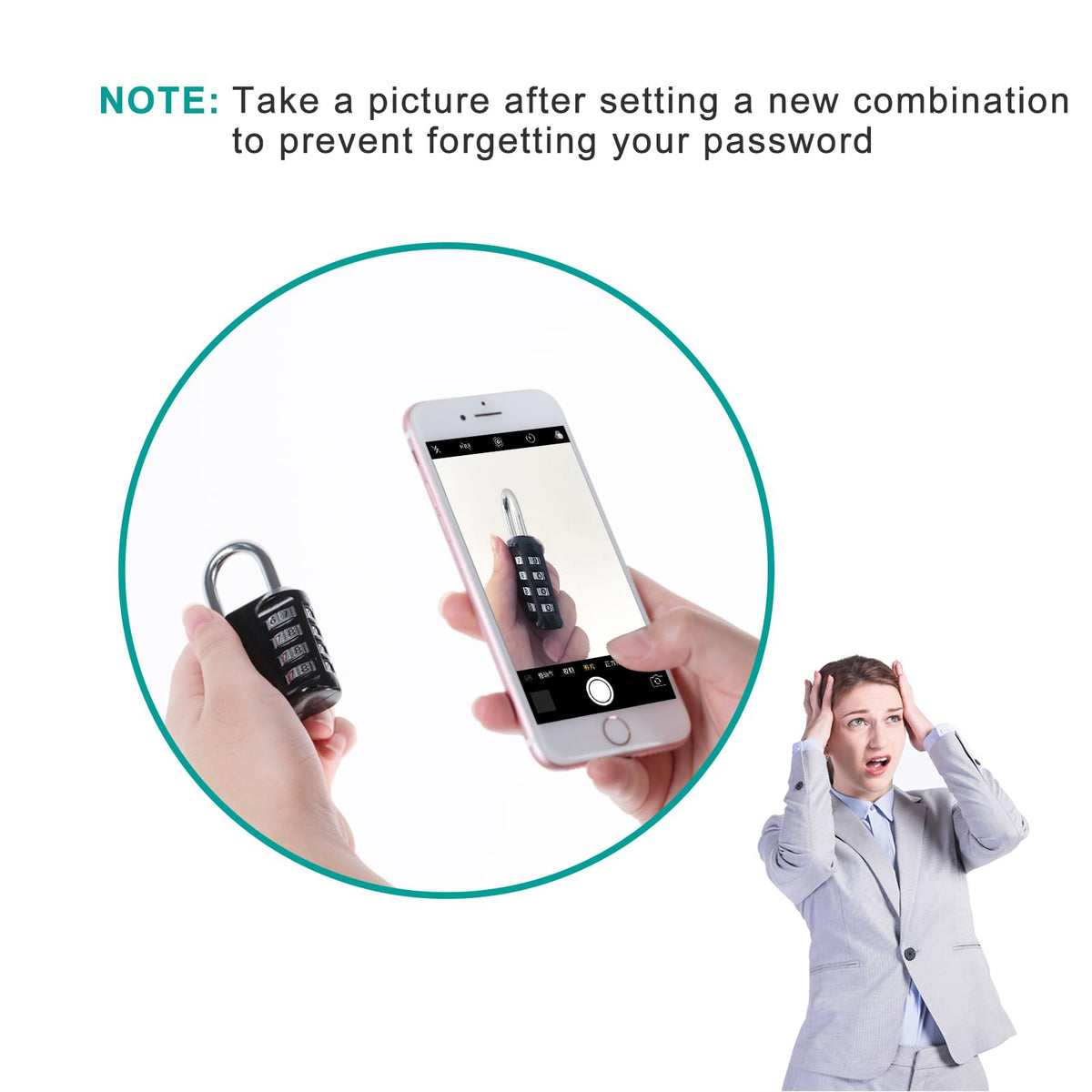 ZHEGE Combination Padlock, 4 Digit Coded Padlock (Sky Blue)