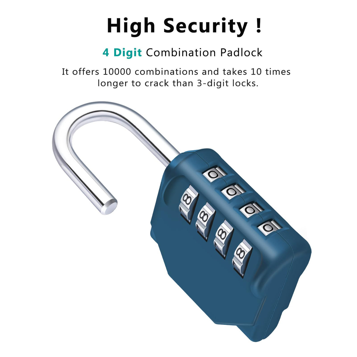 ZHEGE Combination Padlock, 4 Digit Coded Padlock (Sky Blue)