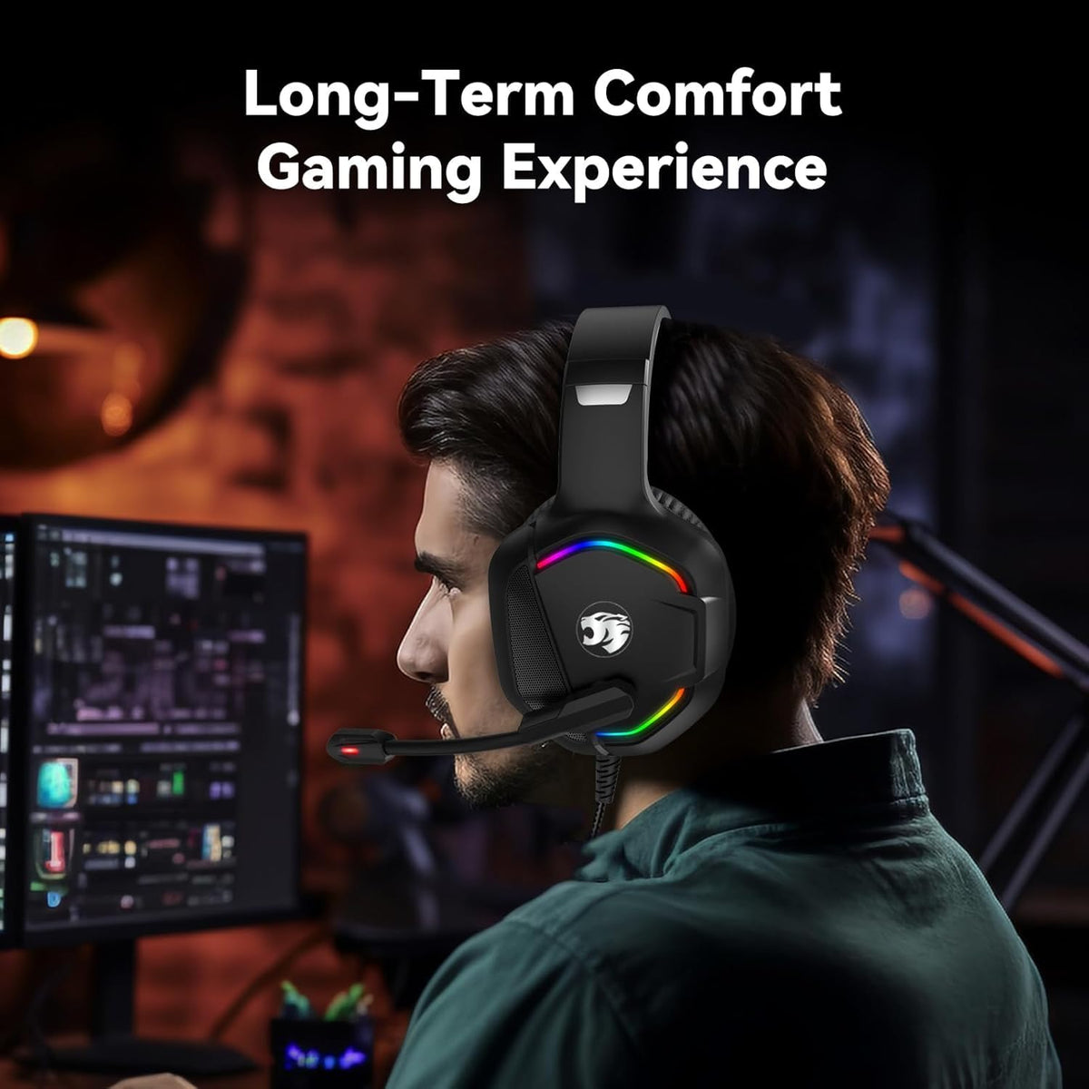 IMYB Gaming Headset with Microphone for Pc, Xbox One Series X/s, Ps4, Ps5, Stereo Wired Noise Cancelling Over-Ear Headphones with Mic, RGB, for Computer, Laptop, Mac, Gamer (White)