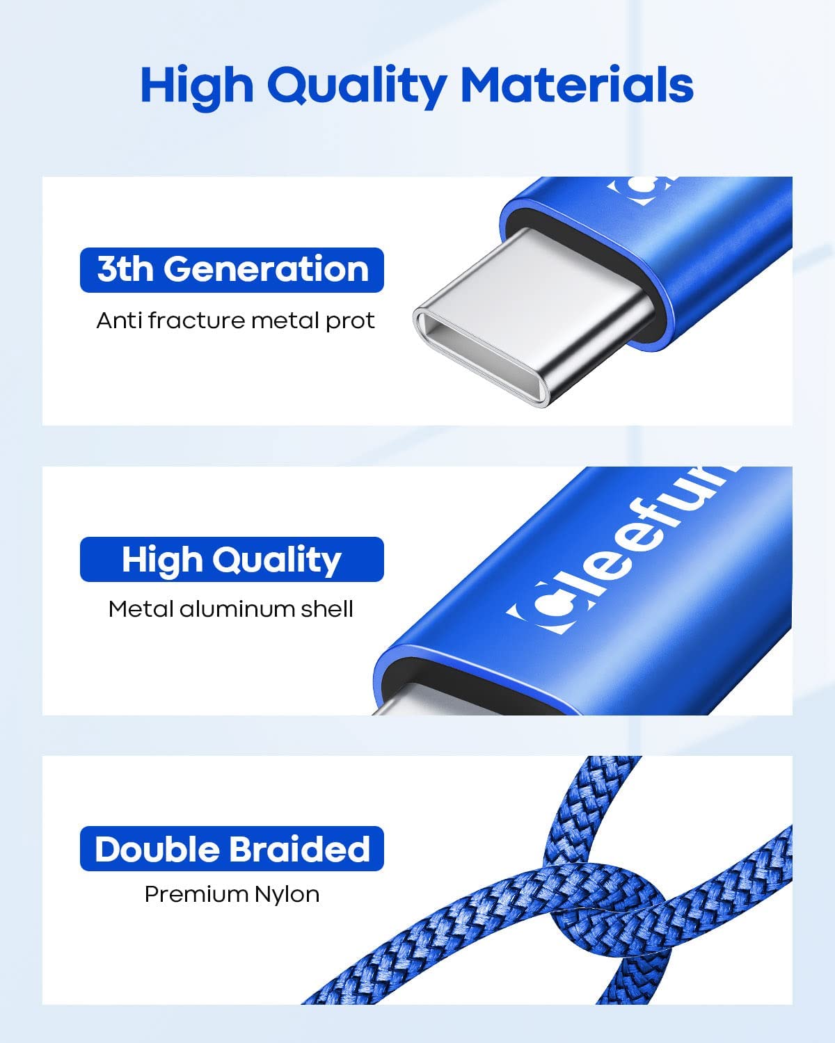 CLEEFUN 3M USB C Cable (2-Pack), Long PS5 Controller Charger Fast Charging