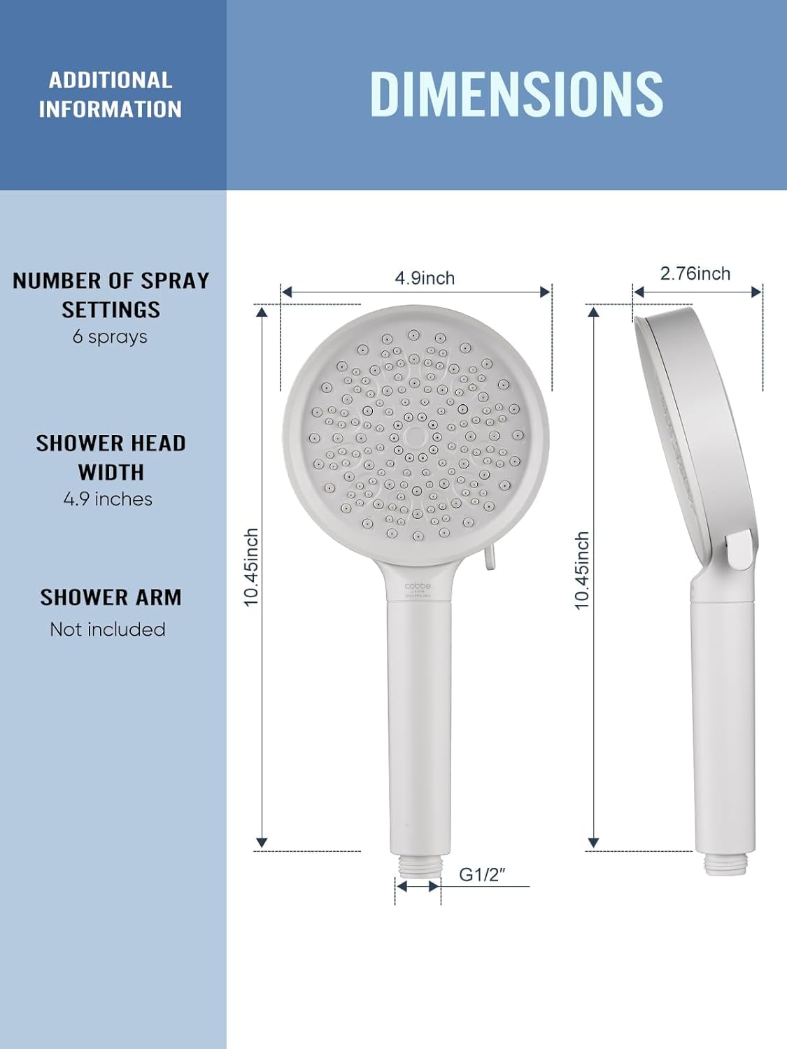 Cobbe Hard Water Filter Shower Head with 1.5m Hose and Holder