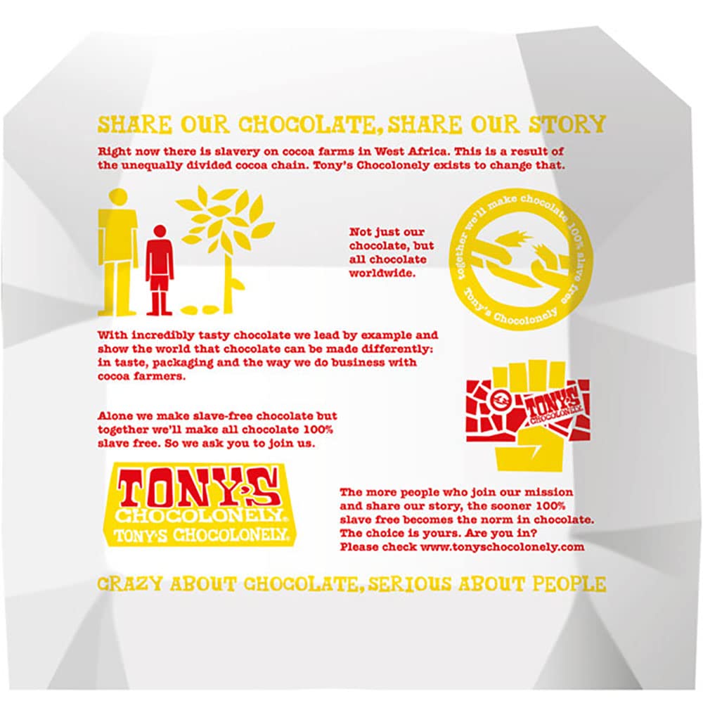 Tony's Chocolonely Milk Chocolate Bar - 180g Belgian Fairtrade Chocolate, Gift, 32% Cocoa, Vegetarian