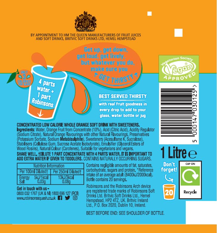 Robinsons Fruit Squash - Low Calorie - Double Strength - Orange 1.75 Litre
