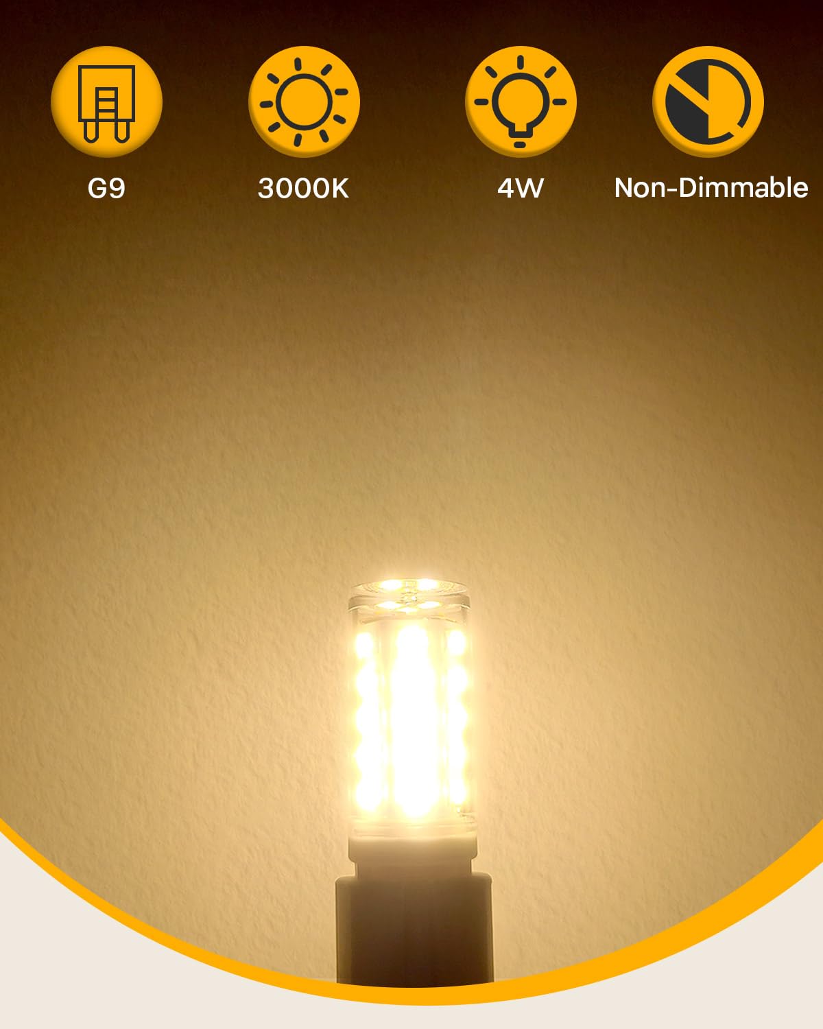 6 Pack G9 LED Bulbs Warm White, 4W, 3000K, No Flicker, Equivalent to 40W Halogen, 400LM, Non-Dimmable, Energy Saving G9 LED Light Bulbs for Decoration, Office, Home Lighting Decor and More