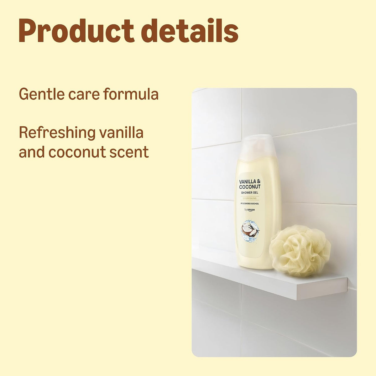 by Amazon Vanilla & Coconut Shower Gel, 2 x 500ml