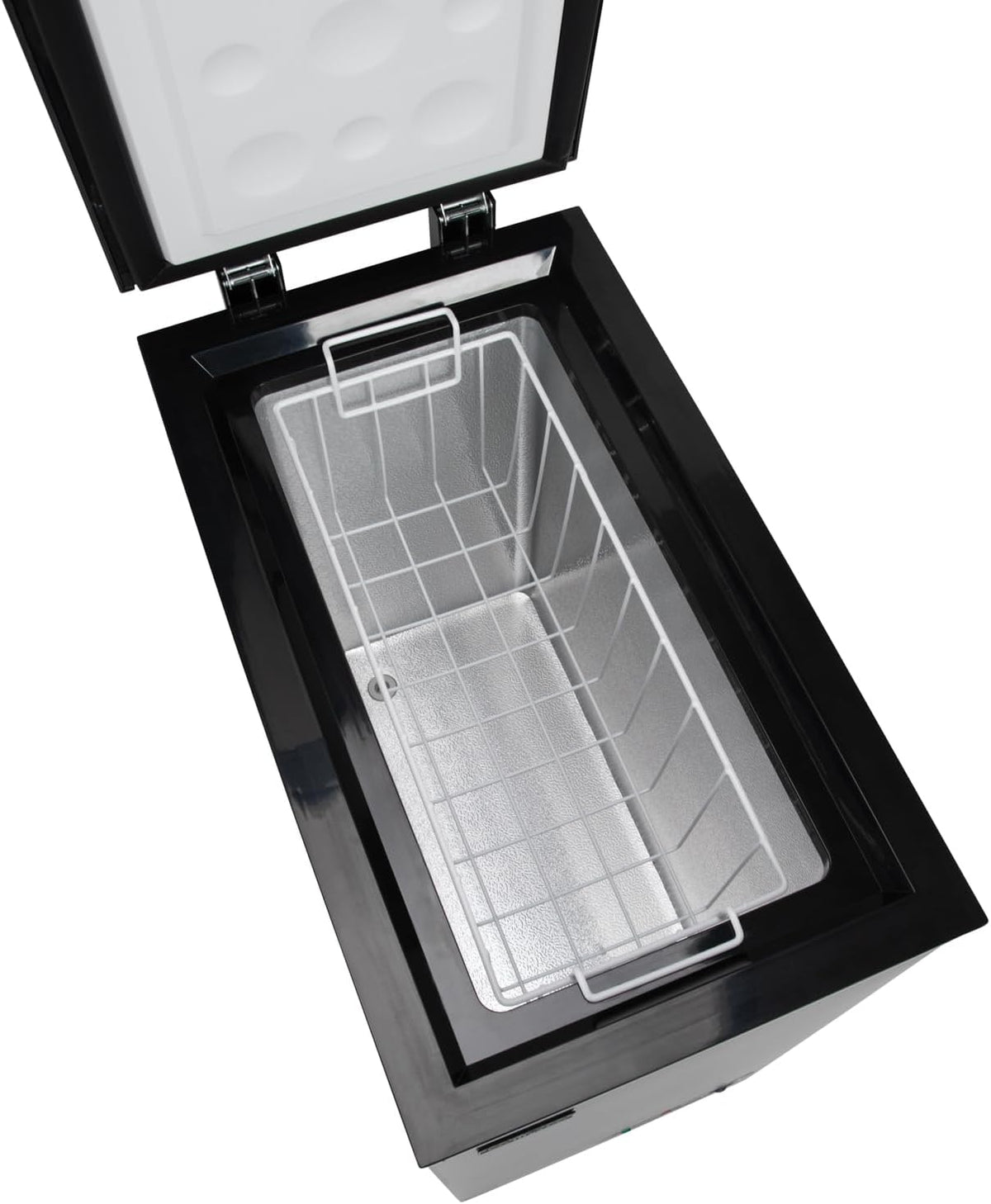 Willow WCF60B Freestanding 51L Slimline Compact Chest Freezer with Adjustable Thermostat, Removable Storage Basket, Suitable for Outbuildings and Garages - Black