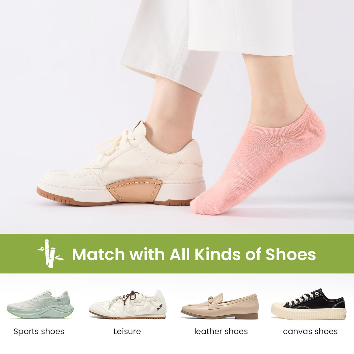 Niofind Bamboo Trainer Socks for Womens & Mens, 6 Pairs, Non Slip No Show