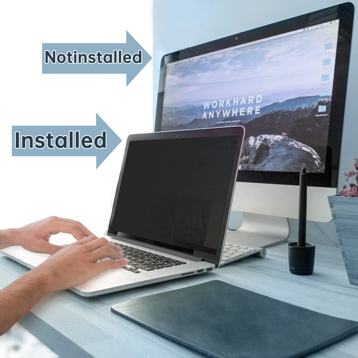 IPROKKO Laptop Privacy Screen 13.3 Inch 16:9 Anti-Blue Light Filter